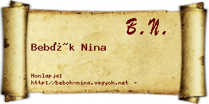 Bebők Nina névjegykártya